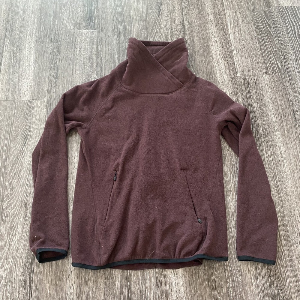Women's Adidas Purple Fleece Mock Neck Pullover Sweater With Pockets Small S